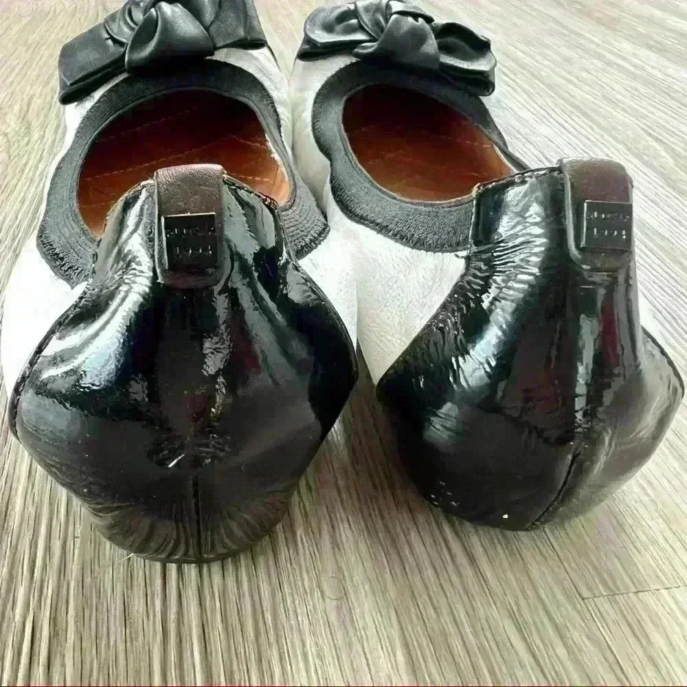 RUDSAK BLACK WHITE FLAT LEATHER LOAFERS ROUND TOE FLAT SHOES SIZE 38 - Picture 3 of 11